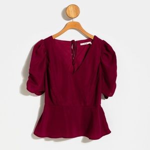 Camilla Puff Sleeve Peplum Blouse - Francesca’s